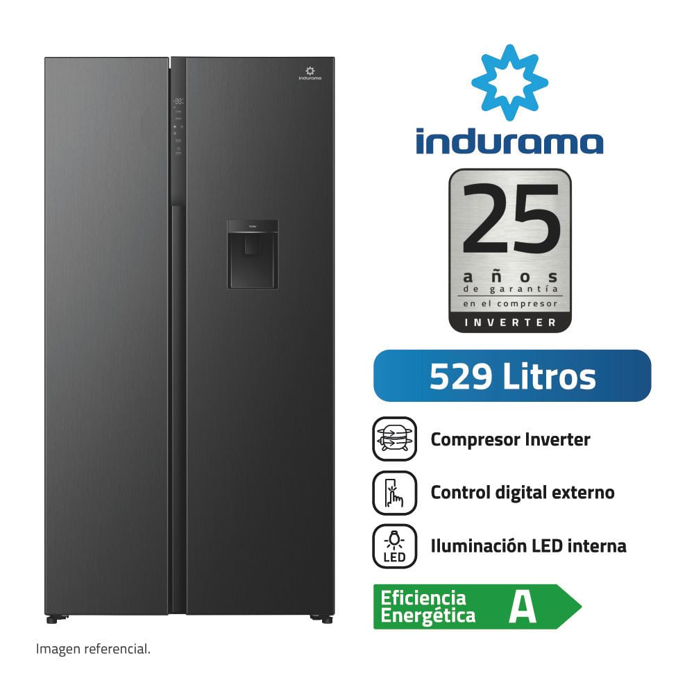 Refrigeradora Side by Side Indurama 529L RI-795DNI C-D Negra