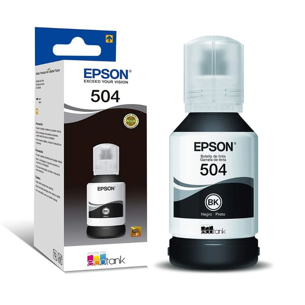 Botella de Tinta Epson 504 Negro rinde 7000 páginas 127 ml