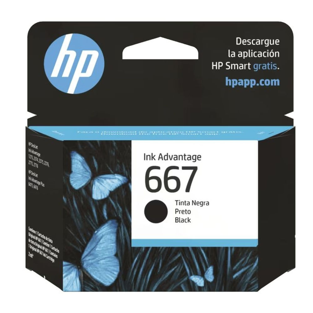 Cartucho de tinta HP Original 667 Negro