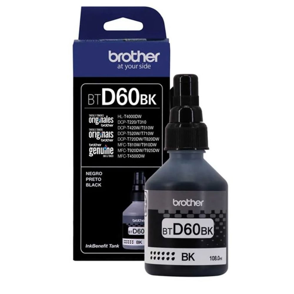 Botella de Tinta Brother BTD60BK Negro rinde 6500 páginas