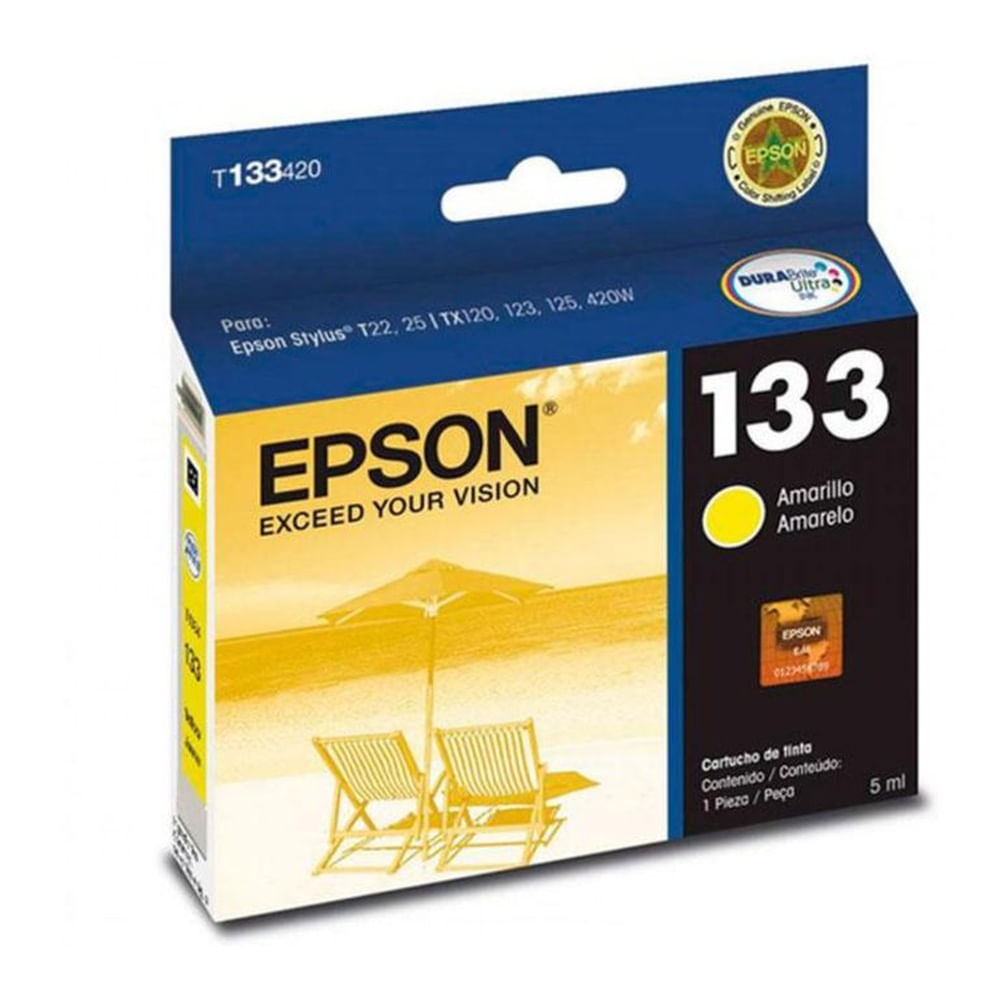 Tinta Cartucho Epson 133 Yellow
