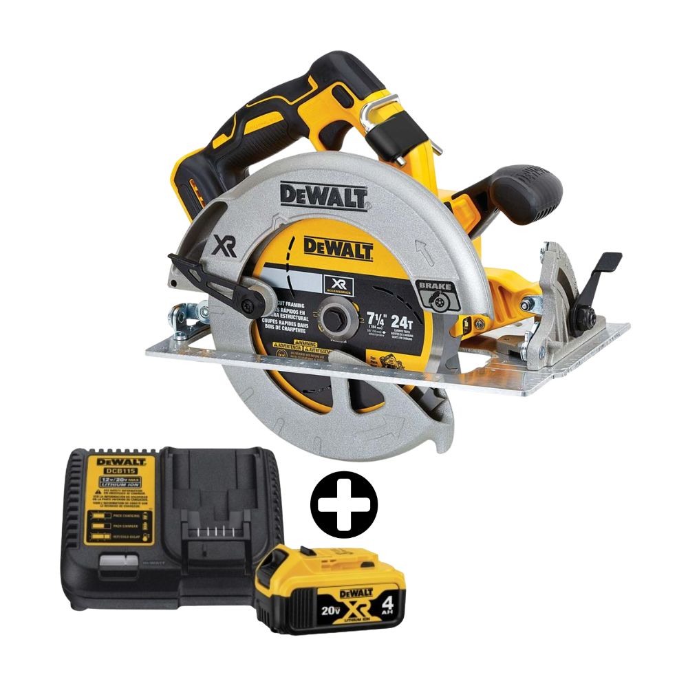 COMBO Dewalt: Sierra Circular 7-1/4" 20V BRUSHLESS DCS570B + Batería 20V Modelo DCB204K3 con Cargador DCB1104