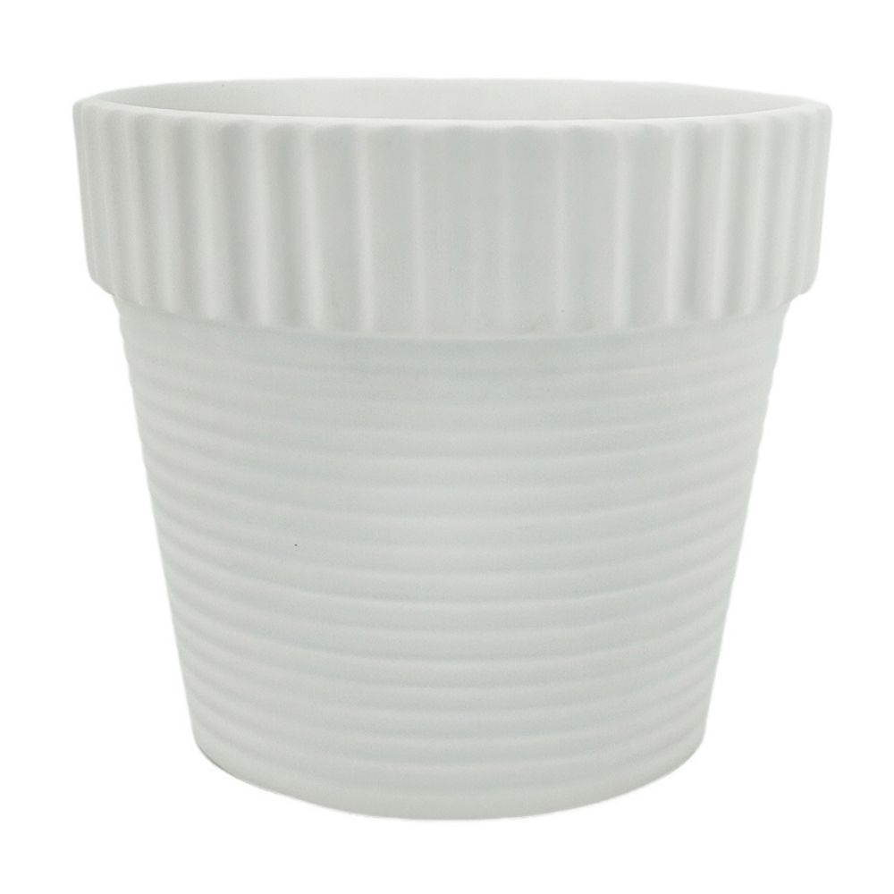 Maceta Cerámica Mate Blanco Orange