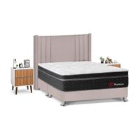 Juego de Dormitorio Forli Platinium Queen Beige + Velador Milan