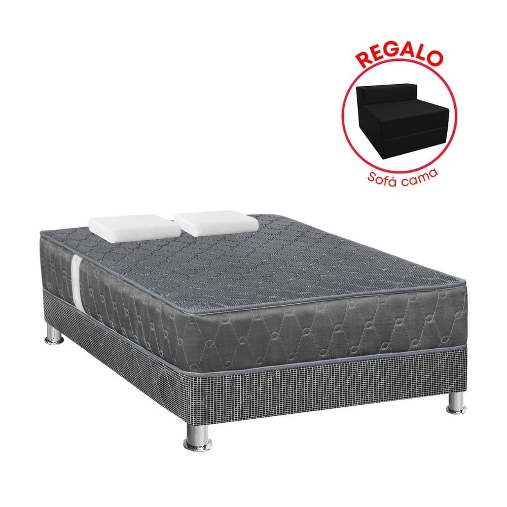 Cama Americana Forli Acqua Gris 2 Plazas + Sofá Cama