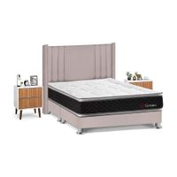 Juego de Dormitorio Forli Golden King Beige + Velador Milan