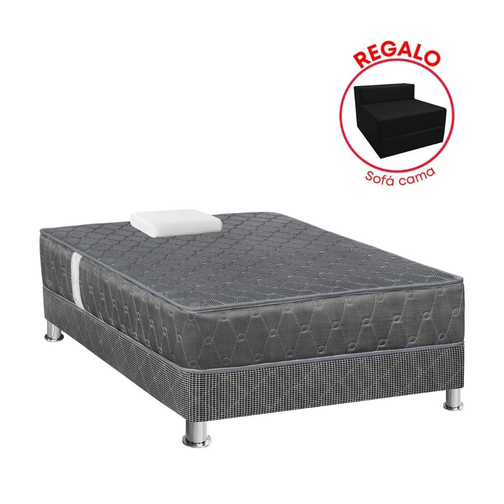 Cama Americana Forli Acqua Gris 1.5 Plazas + Sofá Cama