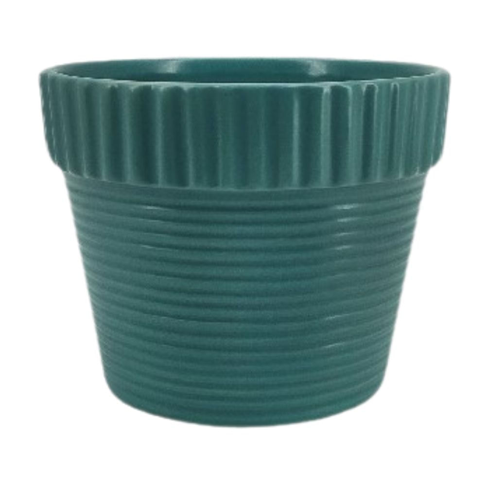 Maceta Cerámica Mate Azul Acero Orange