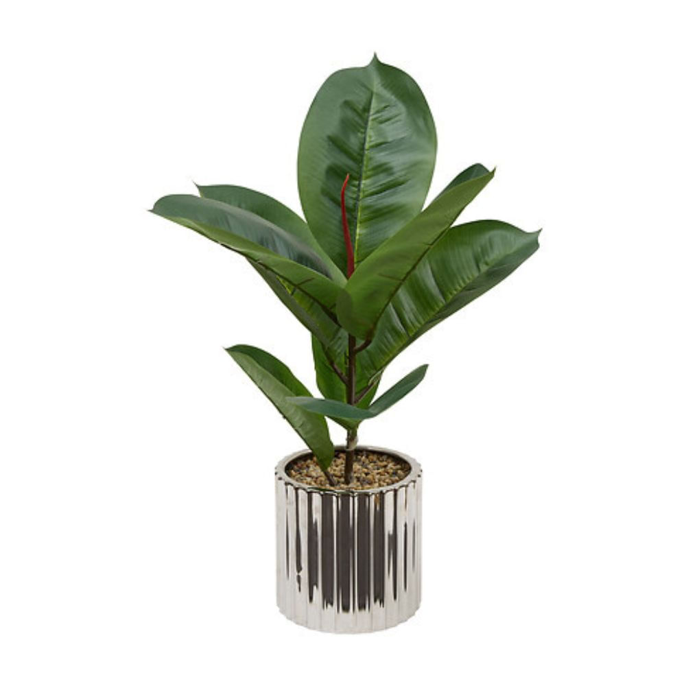 Planta artificial Ficus Sky maceta cerámica Plateada Atmosphera