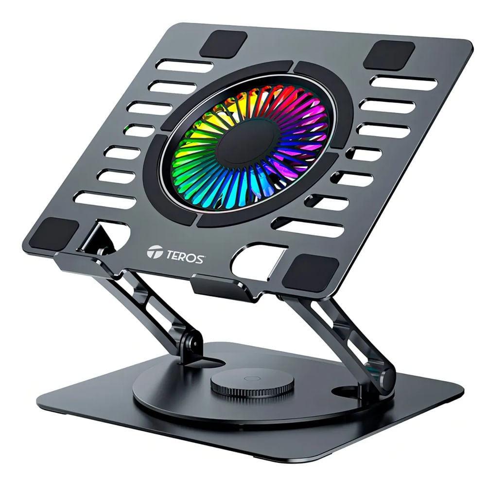 Cooler Aluminio Laptop Premium Teros Giratorio 360 Rgb COOL0013