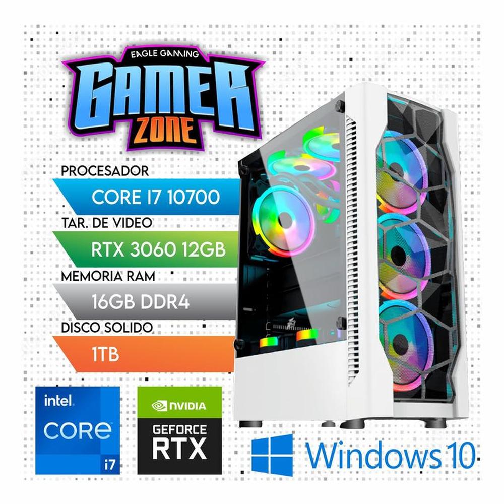 Computadora PC Gamer Core i7 10TH RAM -16GB SSD 1TB -VIDEO RTX 3060 12GB