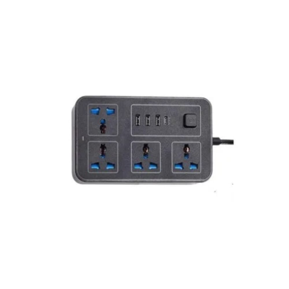 Enchufe Tomacorriente Múltiple Universal 4 Tomas + 3 Puertos USB + 1 Tipo C
