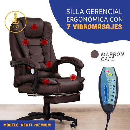 Silla Ergonómica con 7 Vibromasajes Premium Reclinable y Ajustable color Marrón Café