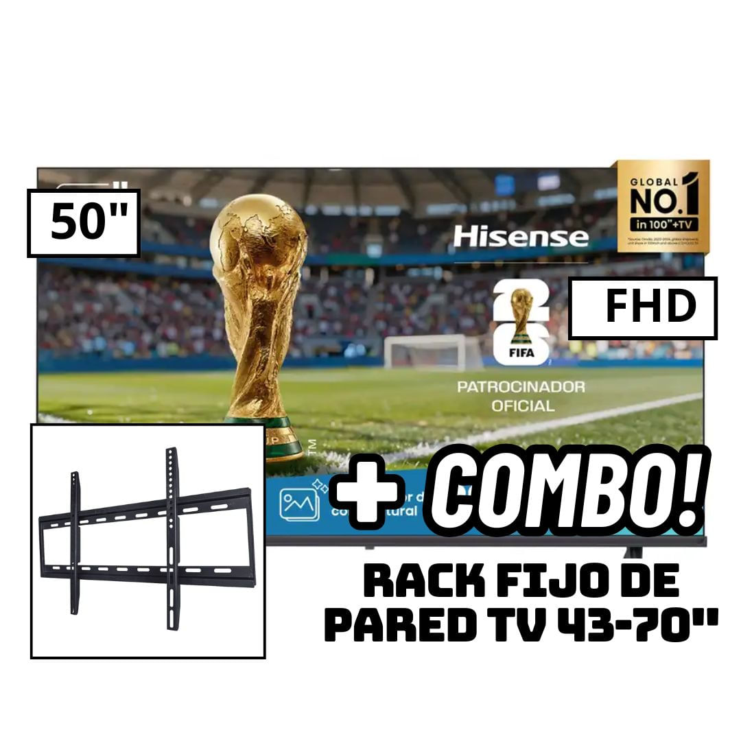 TELEVISOR HISENSE 50 SMART TV VIDAA FHD LED 2025 - 50A4NV MAS RACK FIJO