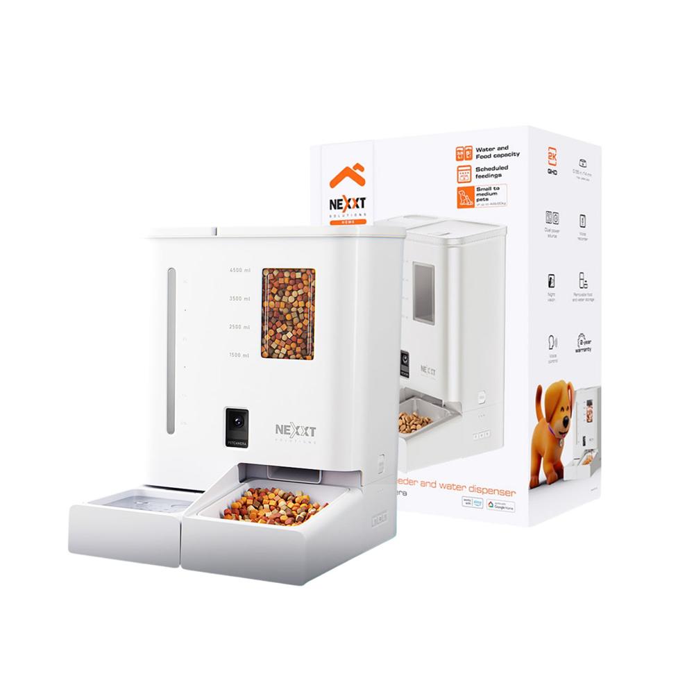 Dispensador Inteligente Alimento y Agua para mascotas Nexxt NHA-P710 Cámara 2K Control Voz