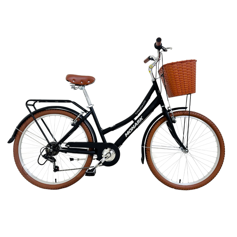 Bicicleta Monark Mujer Turquesa City Aro 26 Negro Marron