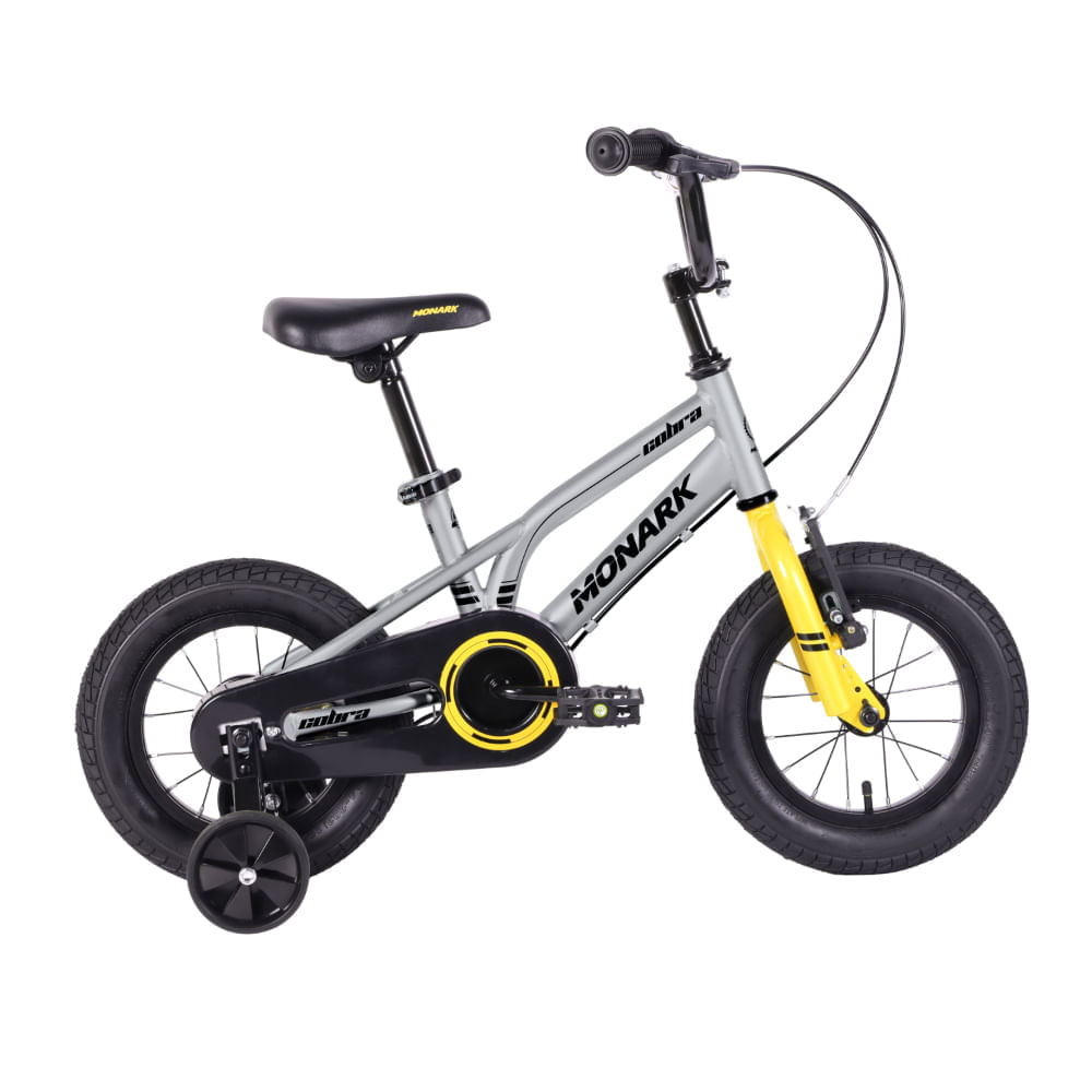 Bicicleta Monark Niño Cobra Aro 12 Gris Amarillo