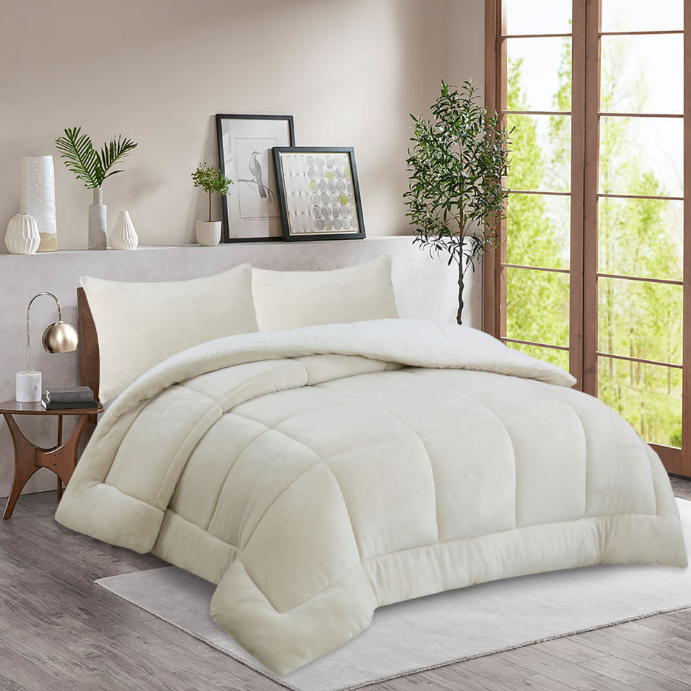 Edredon Pv26 Flannel Sherpa V1/V4 Beige 2 Plazas.