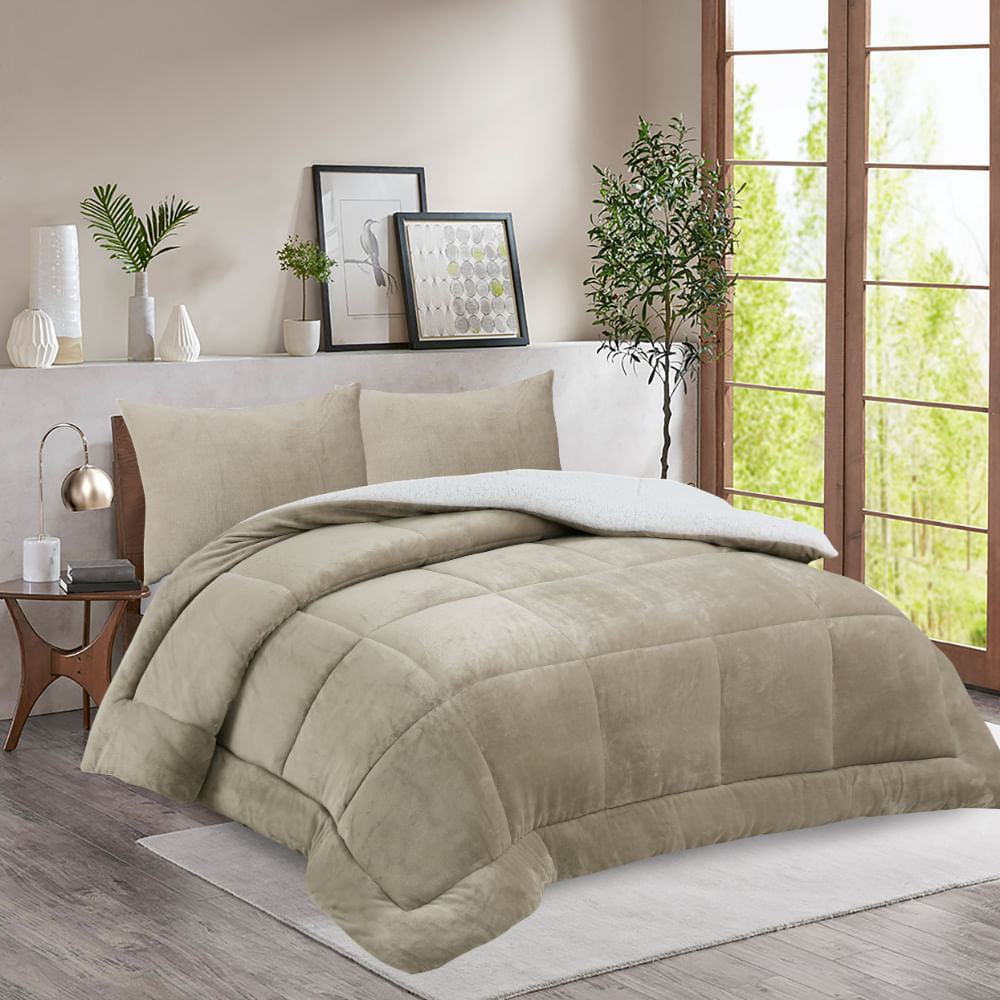 Edredon Pv26 Flannel Sherpa V1/V4 Avellana King.