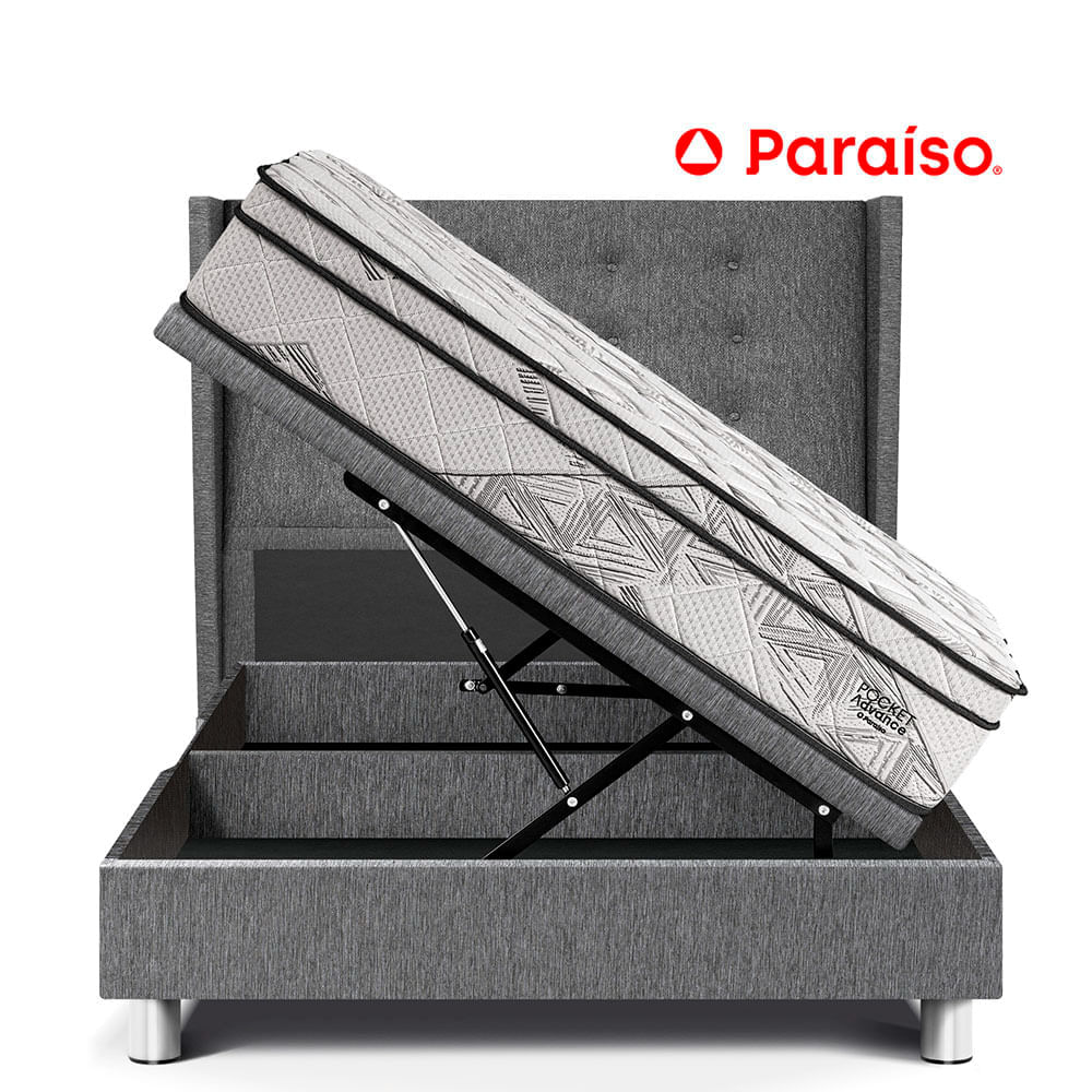 Dormitorio Boxet Gold Pocket Advance 1.5 Plazas Gris