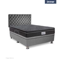 Dormitorio Praktibox Ventus Queen Capitone Gris Plata