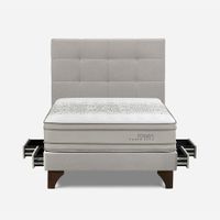 Dormitorio Con Cajon Tempo Plus 2 Plazas + Cabecera Issey Niebla