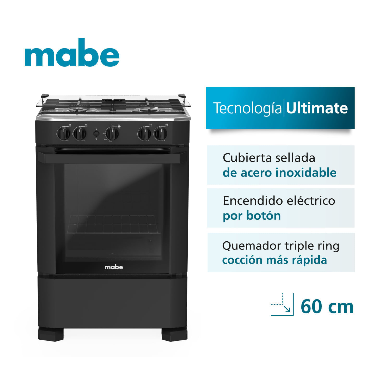 Cocina De Piso 60 Cm Mabe CMP6040FN0 Negro