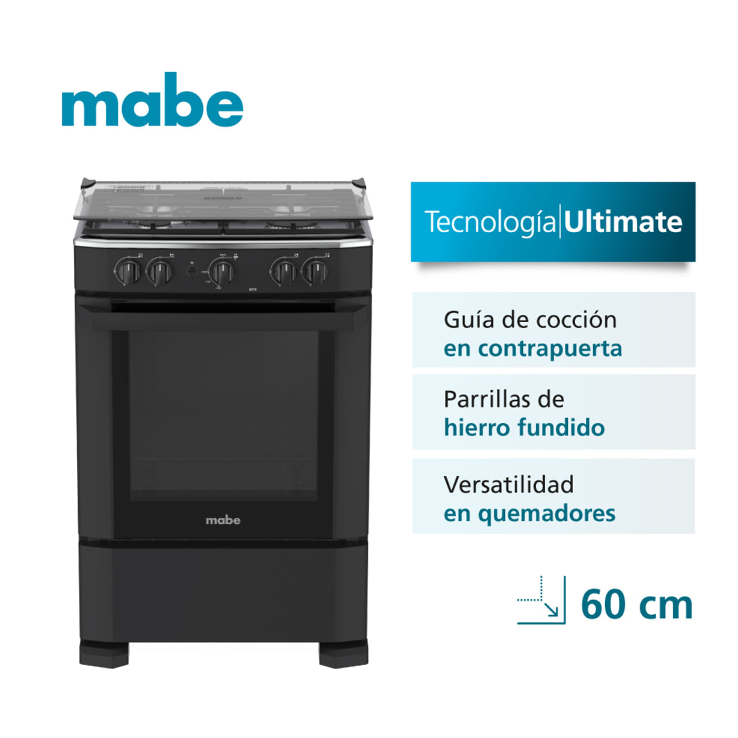 Cocina A Gas Mabe 60 Cm CMP6010FN0 Negro