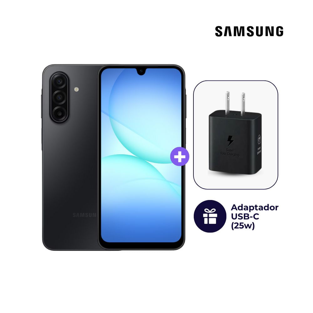 Samsung Galaxy A17 4G 128GB 4GB Ram Negro y Cargador USB-C Samsung Original 25W