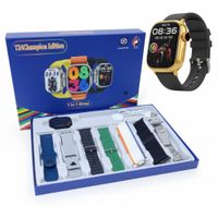 Reloj Inteligente para Hombre SmartWatch t24 Champions 7 Correas Intercambiables Dorado