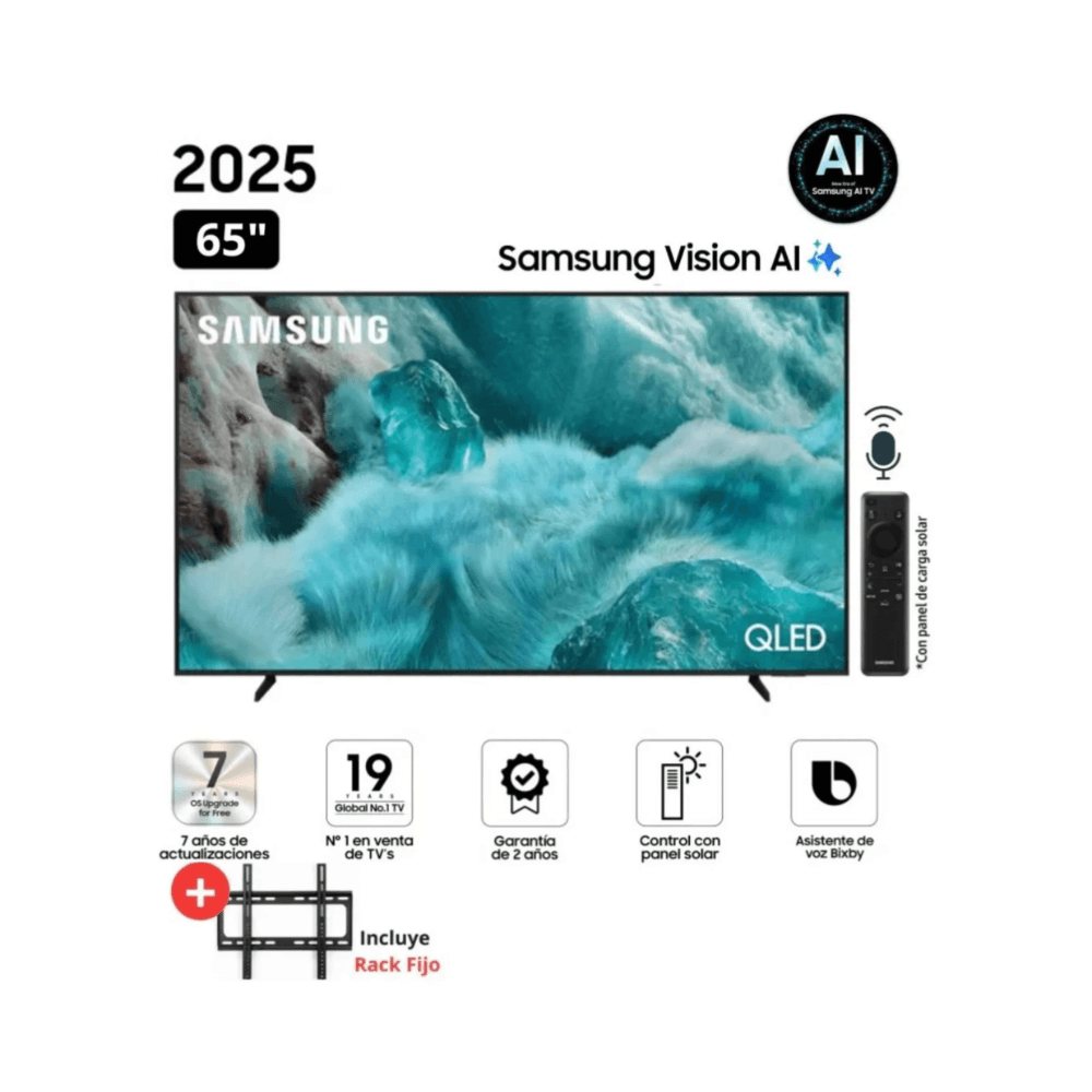 Televisor Samsung Smart TV 65 QLED 4K UHD QN65Q7FAAGXPE Con RackFijo