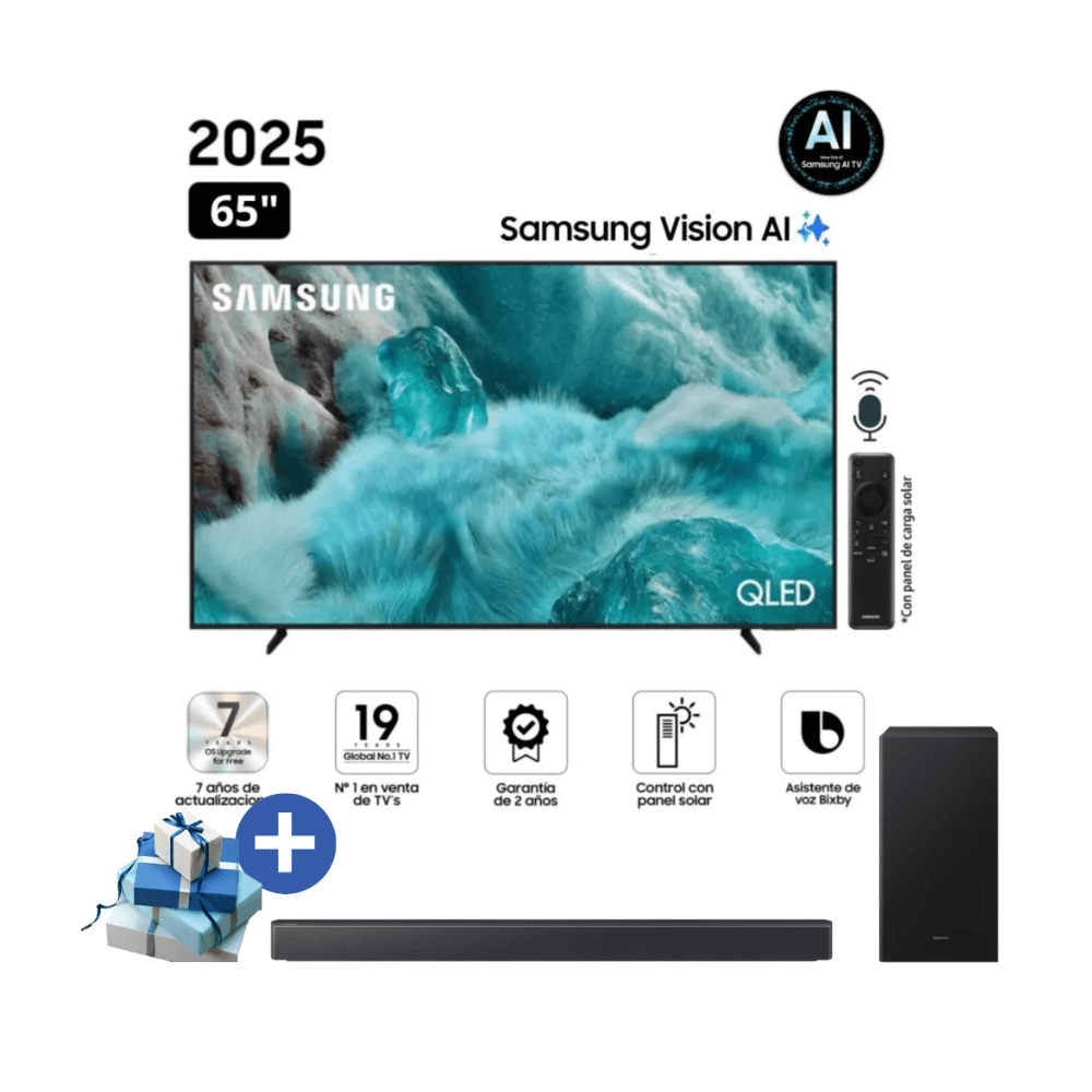 Televisor Samsung Smart TV 65 QLED 4K UHD QN65Q7FAAGXPE Con SoundbarB450F