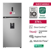 Refrigeradora Top Freezer LG 374L VT38SPYC S-Dispensador Plateada