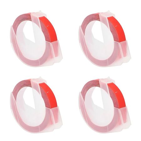 4 Rollos Adhesivo de Relieve Color Rojo ancho 9mm x 3 Metros