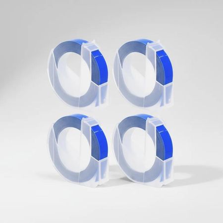 4 Rollos Adhesivo de Relieve Color azul ancho 9mm x 3 Metros