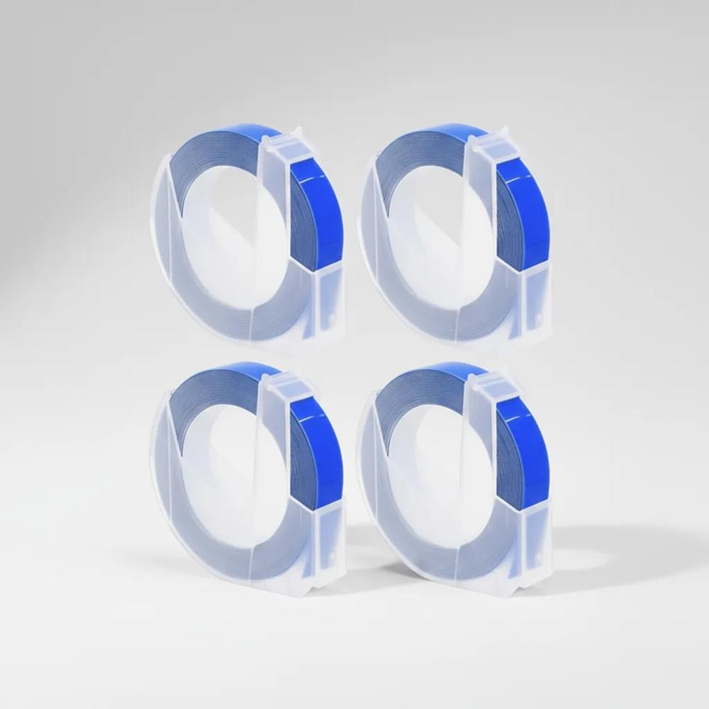 4 Rollos Adhesivo de Relieve Color azul ancho 9mm x 3 Metros