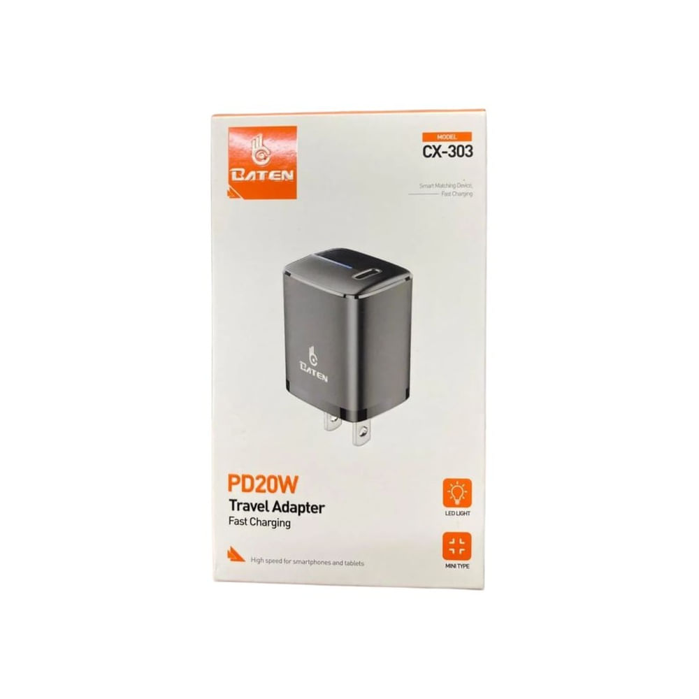 BATEN CUBO 20W TIPO C INDICADOR LED CARGA RAPIDA