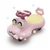 Coche Juguete para Niños Wiggle Car Giro de 360 con Ruedas Empuje Animado Rosado Helicoptero