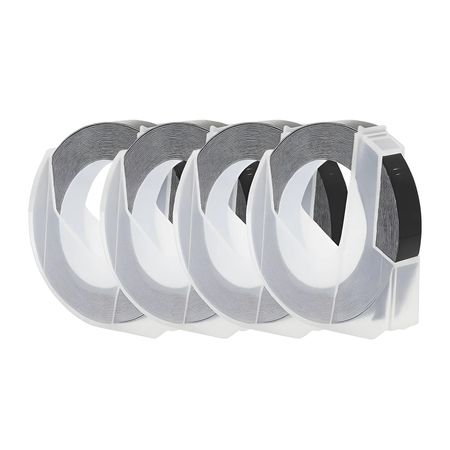 4 Rollos Adhesivo de Relieve Color Negro ancho 9mm x 3 Metros