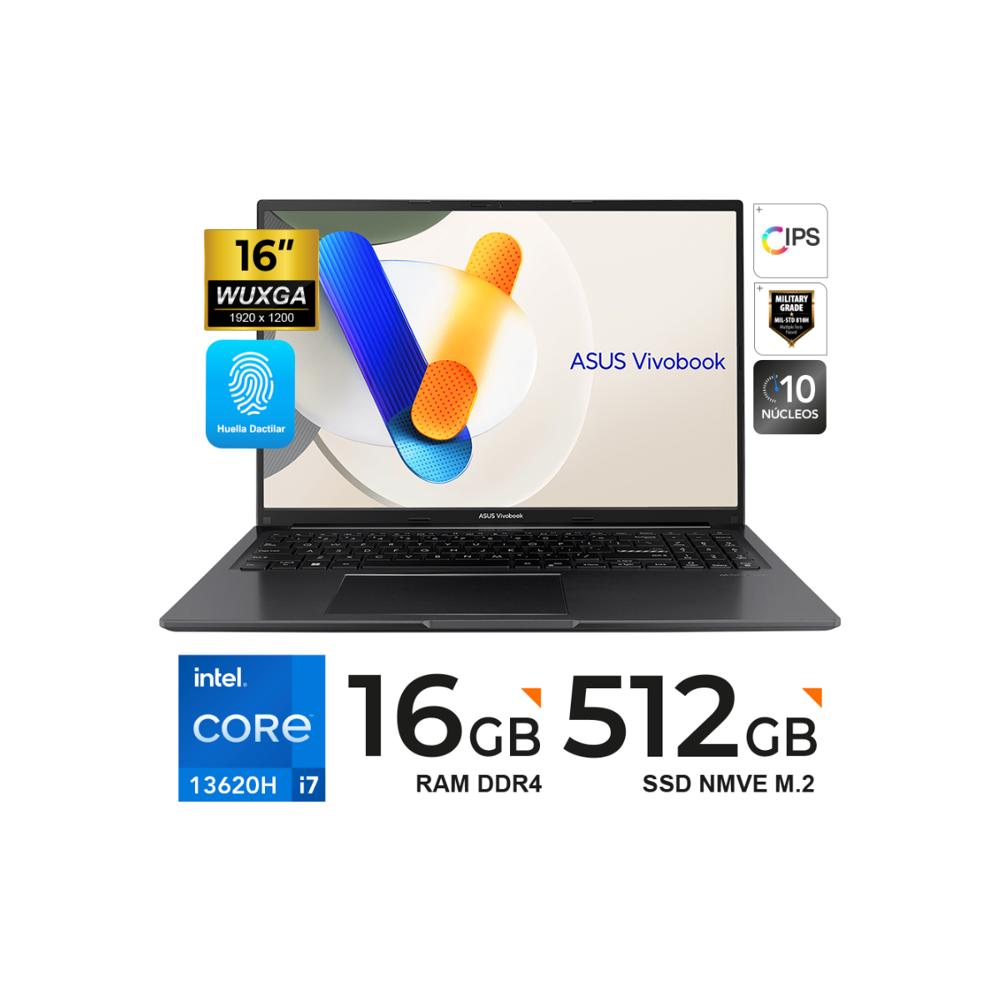 LAPTOP ASUS VIVOBOOK 16 X1605VA 16 WUXGA IPS Core i7-13620H 16GB DDR4 512GB SSD FreeDOS