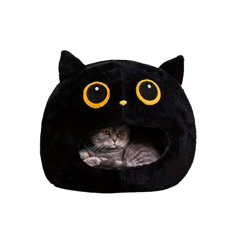 Cama de gato con diseño cueva Gatuna Negro  cojin