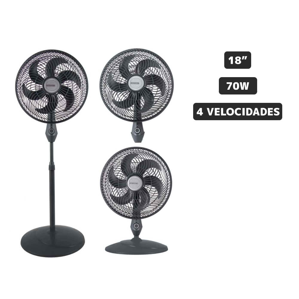 Ventilador Pedestal BLACKLINE 18" ST1839-6 3In1 6 Aspas