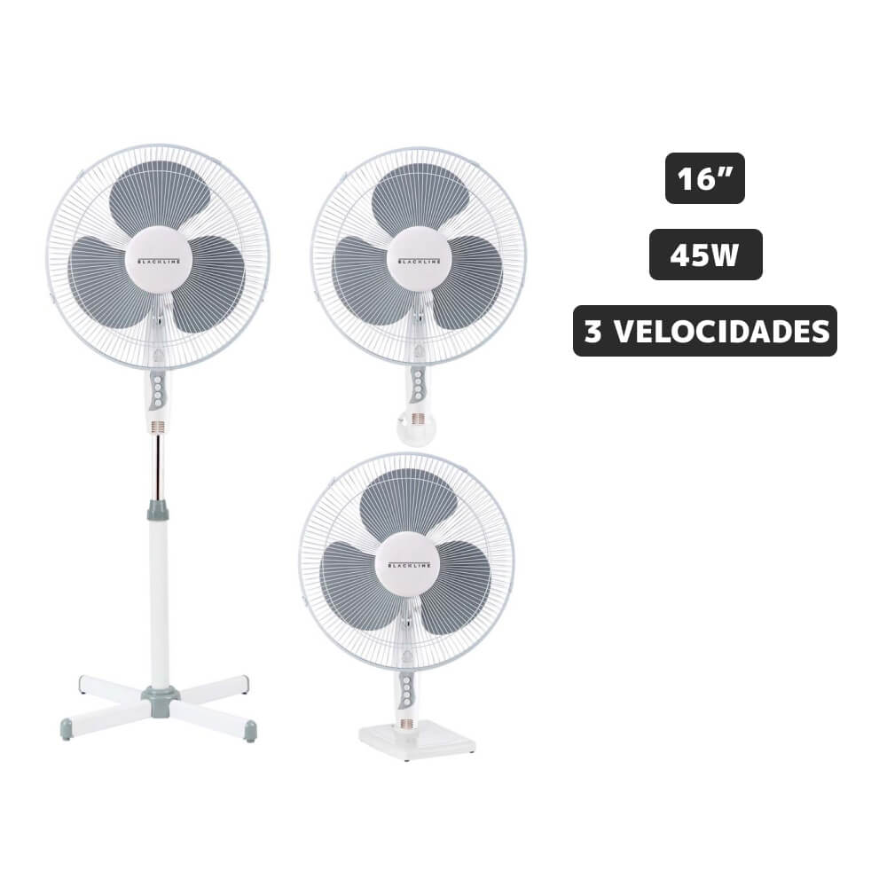 Ventilador Pedestal BLACKLINE 16" ST1613 3en1 3 Aspas