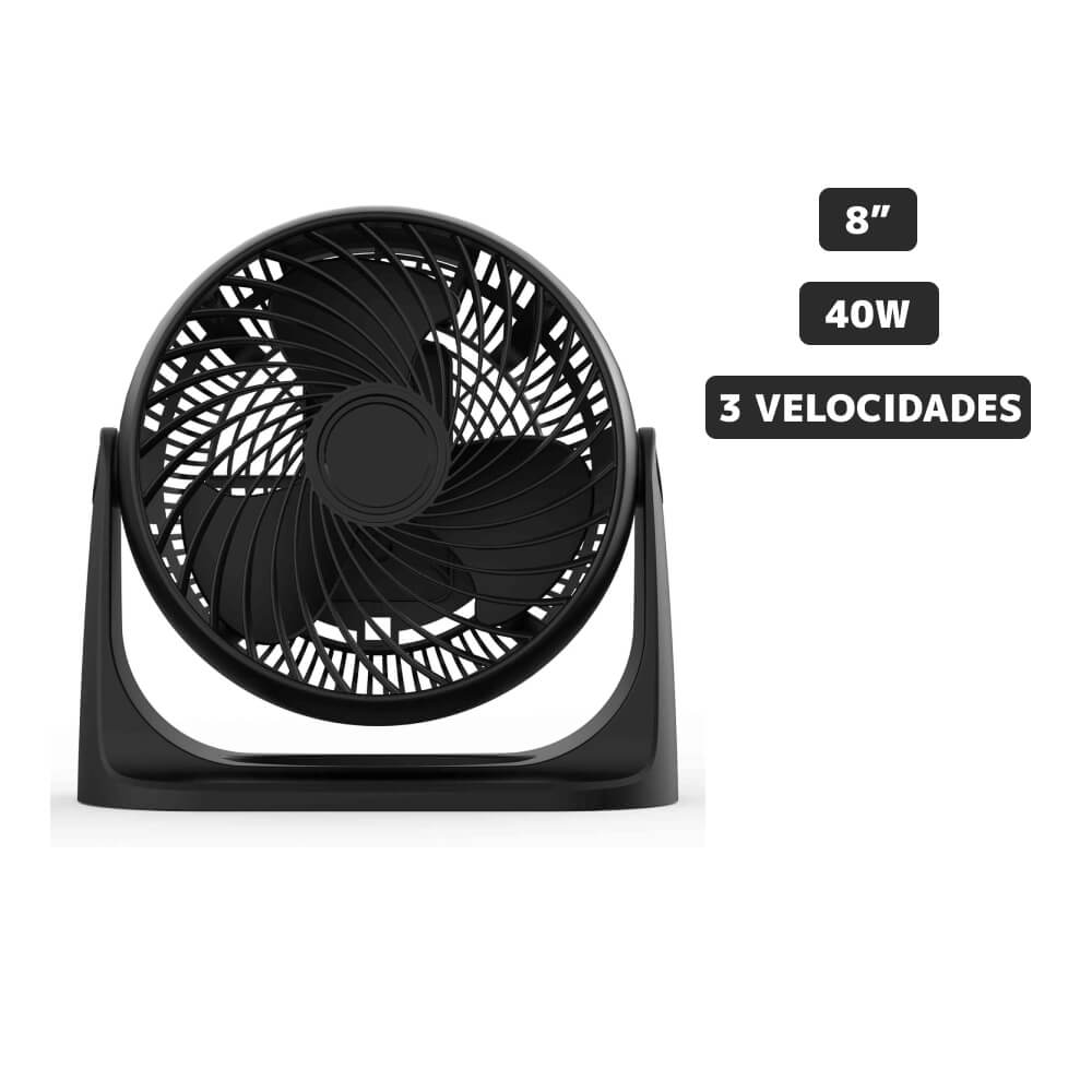 Recirculador BLACKLINE Alta Velocidd 8'' BL-AFN009CPE Negro