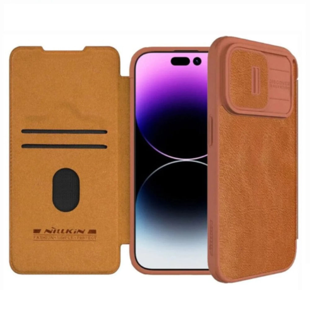 Case Qin Pro Leather para Iphone 13 Pro Max - Camel