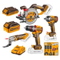 Taladro Percutor 66nm + Llave de Impacto 500nm + Sierra y Multi Herramienta Ingco COSLI241169