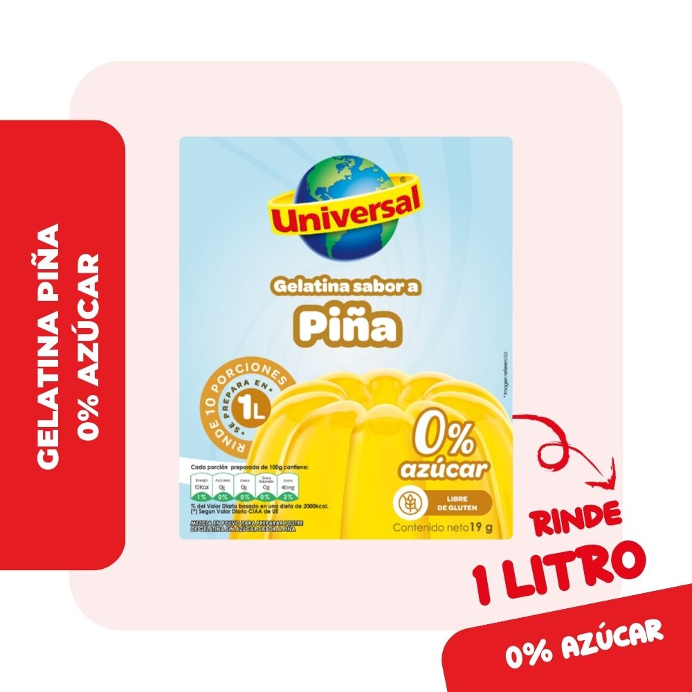 Gelatina UNIVERSAL Sabor a Piña Caja 19g