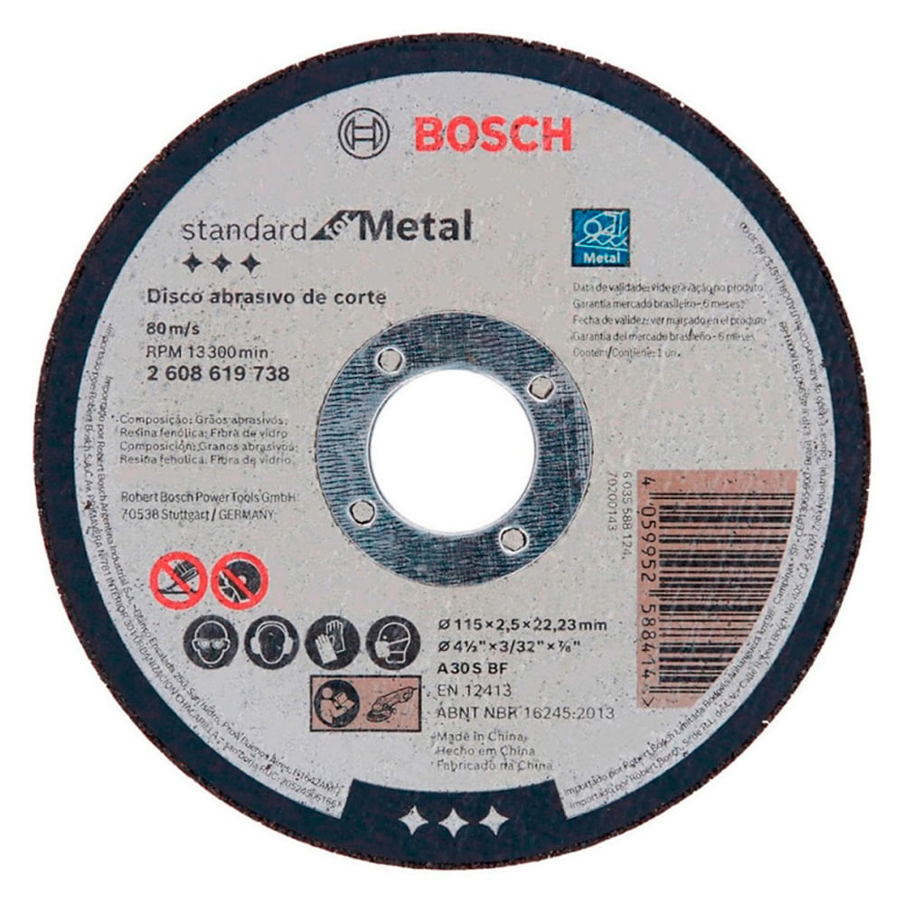 Disco de Corte Standard For Metal Bosch 115X2.5X22.23Mm