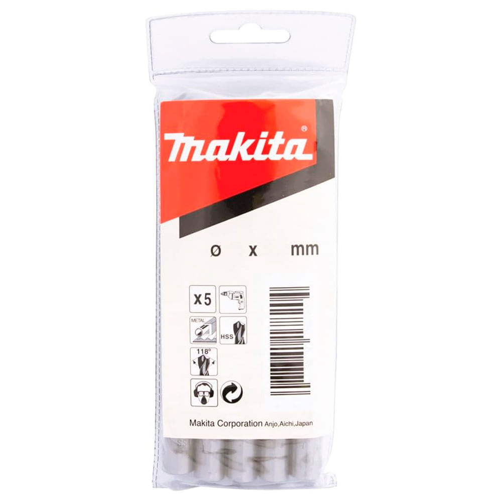 Broca para Metal Makita Hss-G 12.00 X 151 Mm. D-06622 5Pcs