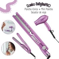COMBO BABYLISSPRO PLANCHA IÓNICA CON MINI PLANCHA Y SECADOR DE VIAJE -  MORADO